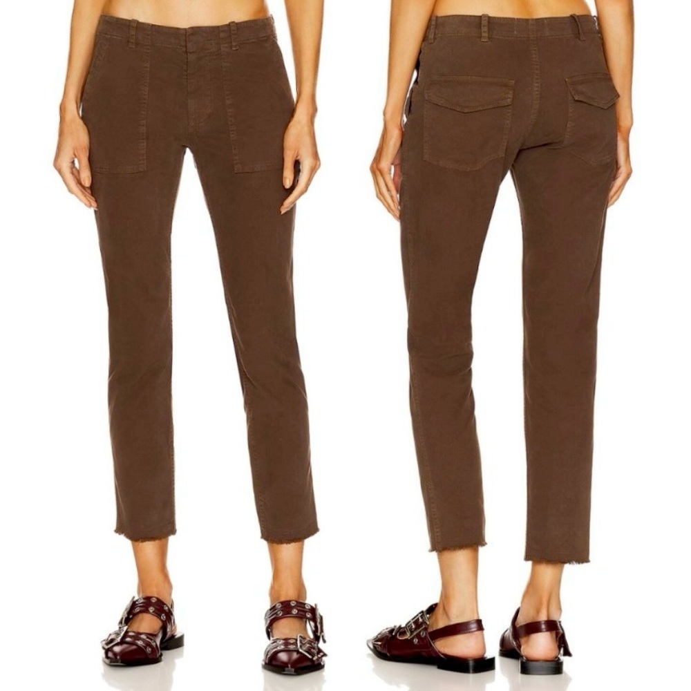 Nili Lotan Womens Jenna Corduroy Cropped Pants Size 6 Brown Stretch Mid Rise